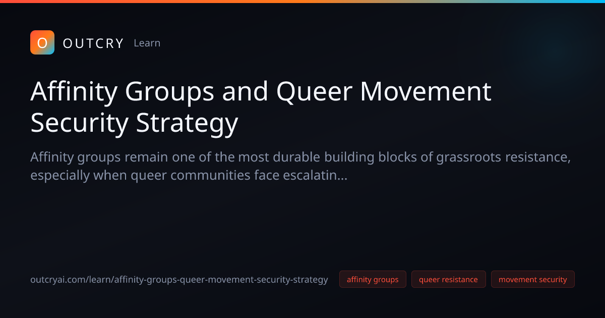 Affinity Groups and Queer Security Strategy Strategy Guide - Outcry AI