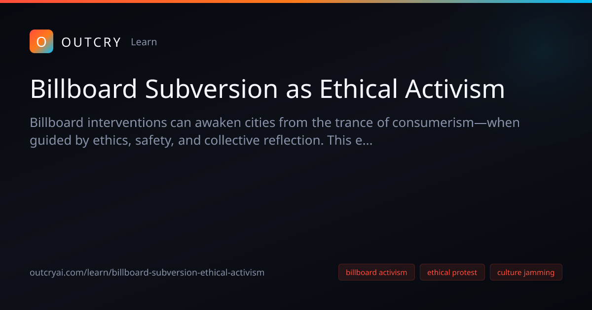 Billboard Subversion as Ethical Activism: billboard activism - Outcry AI