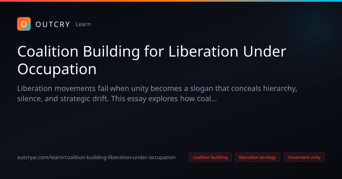 Coalition Building for Liberation Under Occupation - Outcry AI