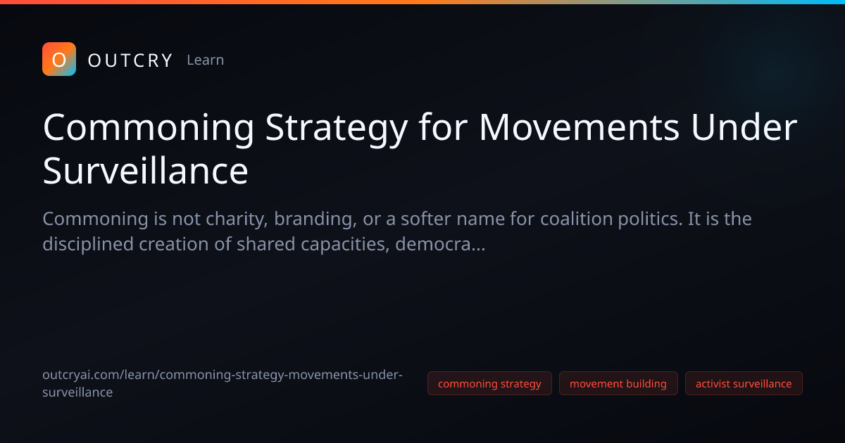 Commoning Strategy Under Surveillance for Movements - Outcry AI