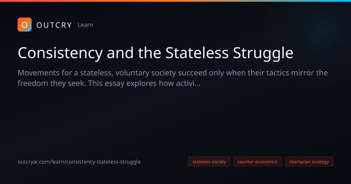 Consistency and the Stateless Struggle: stateless society - Outcry AI