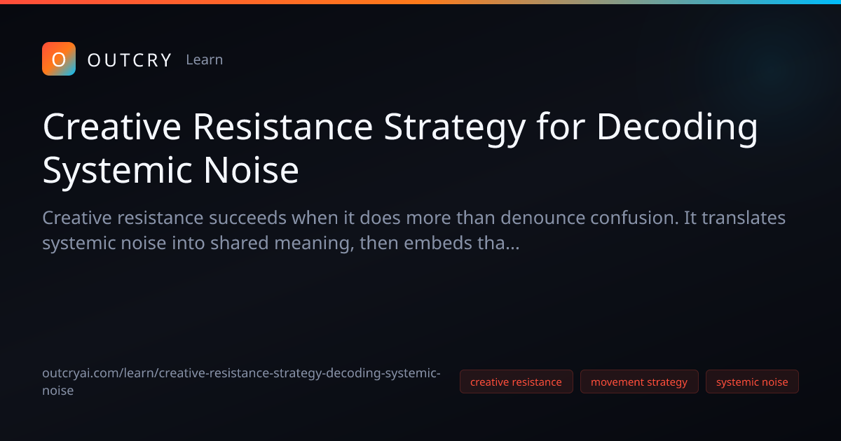 Creative Resistance Strategy for Systemic for Activists - Outcry AI