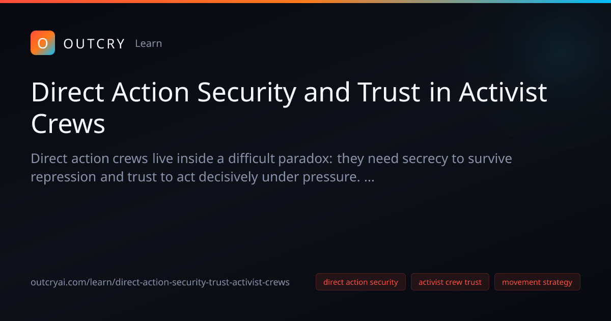 Direct Action Security and Trust for Activist Crews - Outcry AI