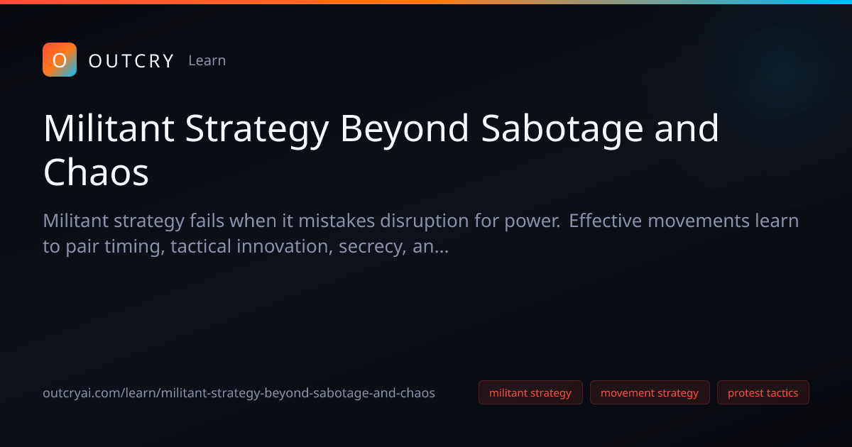 Militant Strategy Beyond Sabotage and Chaos Strategy Guide - Outcry AI