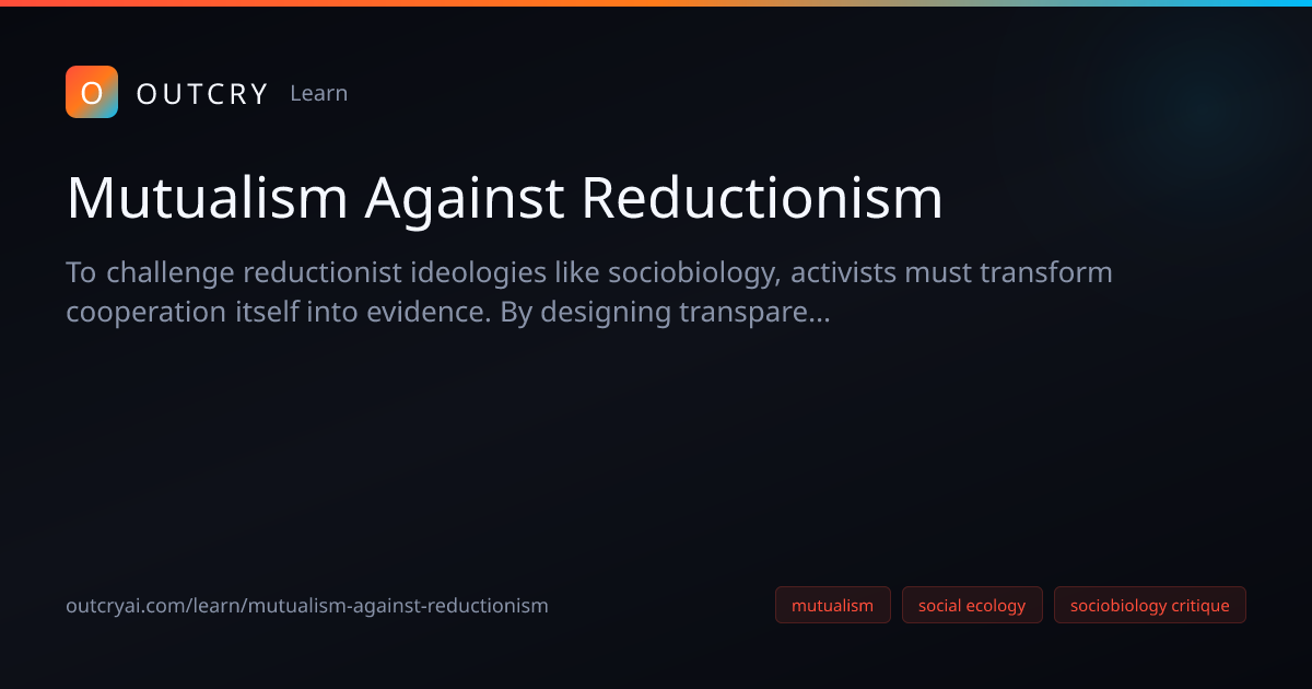 Mutualism Against Reductionism for Activists - Outcry AI