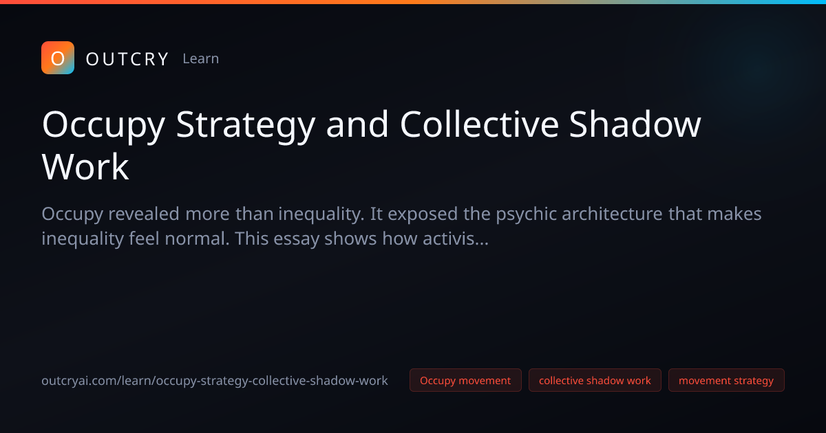 Occupy Strategy and Collective Shadow Work: Occupy movement - Outcry AI